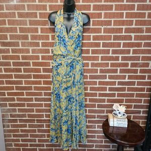 BCBGMaxazria Women's Gertrude Silk Floral Halter Semi Wrap Maxi Gown Dress 0